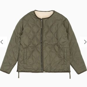 TAION Military quilted Reversible Down Jacket Dark Olive & Cream size S